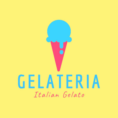 Ice Cream Shop Logo Template with Ice Cream Illustration