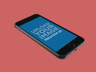 Render Mockup of a Space Gray iPhone 8 Over a Customizable Backdrop