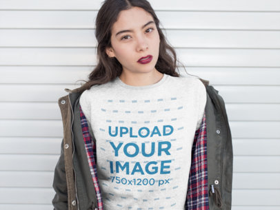 Sweatshirt Mockup of a Woman Wearing Wine Colored Lipstick 18141