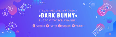 Twitch Banner Template with Gaming Icons