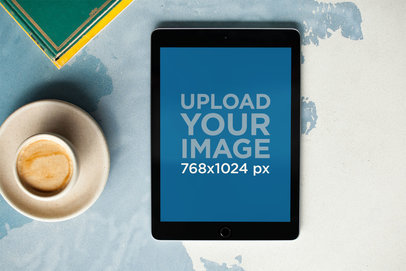 Space Gray iPad Mockup Over a Watercolor Background