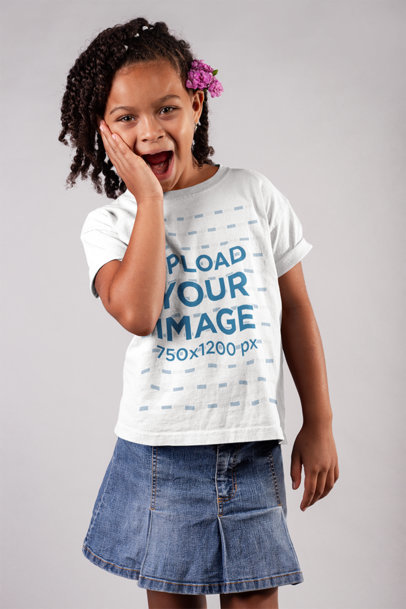 T-Shirt Mockup of a Little Girl With a Surprised Look