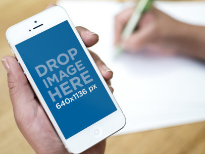 Mockup of a Student Using an iPhone 5