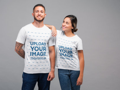 T-Shirt Mockup of a Woman Smiling at a Man 22348