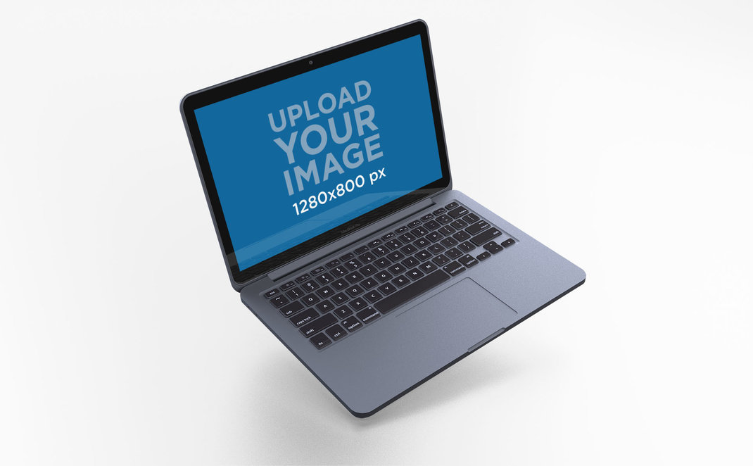 Space Gray MacBook Mockup Flying at an Angle 