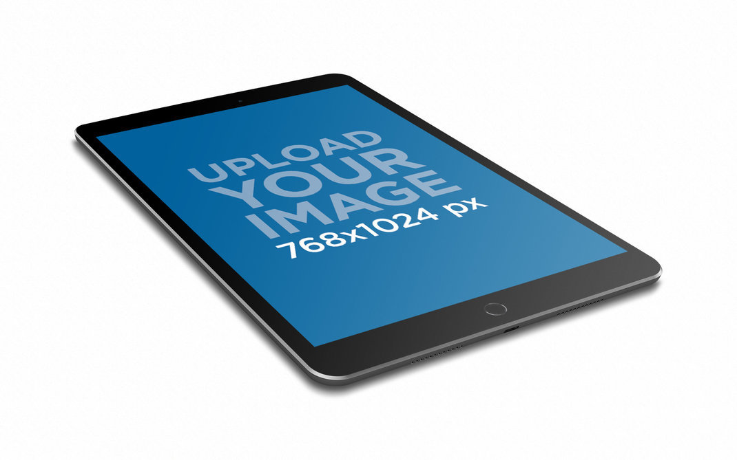 iPad Render Mockup Lying Angled Vertically Towards One Side