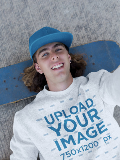 Sweatshirt Mockup of a Skater Man Taking a Selfie