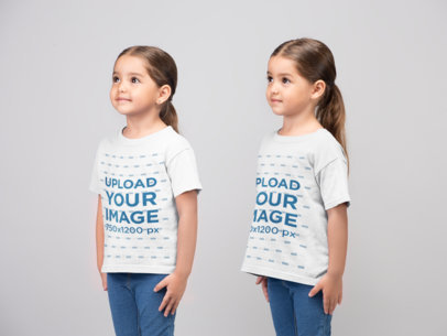 Mockup of Cute Twin Girls Wearing T-Shirts 22512