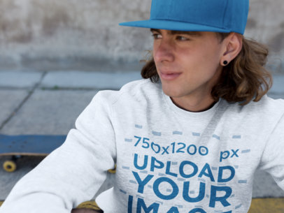 Sweatshirt Mockup of a Man wearing a Hat