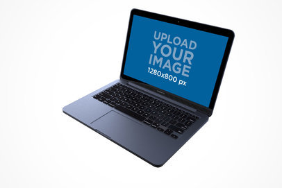 Mockup of a Space Gray MacBook Floating in a Solid Color Room 22557