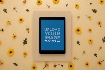 Space Gray iPad Mockup Surrounded by Yellow Hues 22705