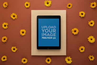 iPad Mockup over a Burnt Red Colored Background 22706