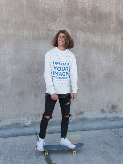 Sweater Mockup of a Man Riding a Skateboard
