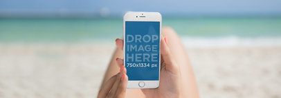 Amazing White iPhone 7 Mockup at the Beach