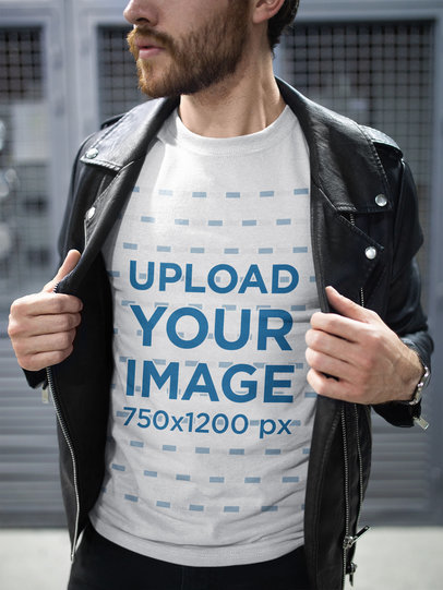 T-Shirt Mockup of a Man on the Street
