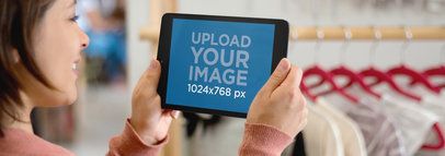 Tablet Mockup of a Woman Shopping at the Mall a3131