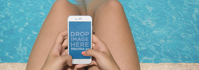 Beautiful iPhone 7 Mockup of a Young Woman by the Pool