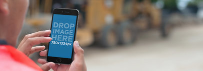 iPhone Mockup Template at a Construction Site