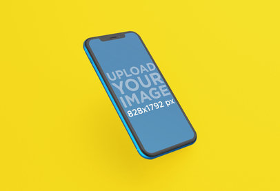 Mockup Featuring an Angled View of a Blue iPhone 11