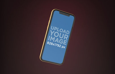 Mockup of a Yellow iPhone 11 Floating Mid-Air