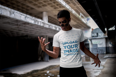 T-Shirt Mockup of a Zombie Man