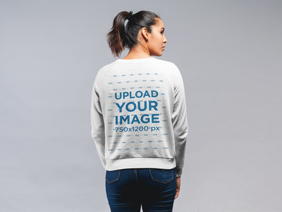 Back View Sweatshirt Mockup of a Woman With Her Hair in a Pony Tail