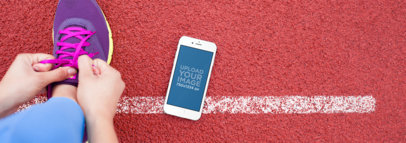 Beautiful iPhone Mockup Template at a Running Track
