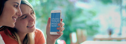 iPhone 6 Mockup of Two Best Friends Eating Out