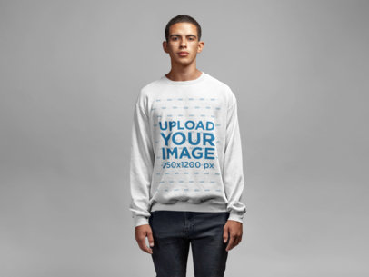 Sweatshirt Mockup Featuring a Serious Man Staring at the Camera