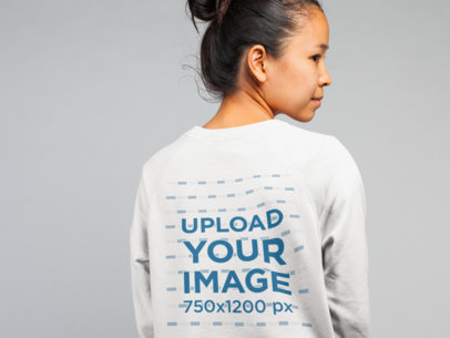Crewneck Sweatshirt Back View Mockup of a Woman Looking Away