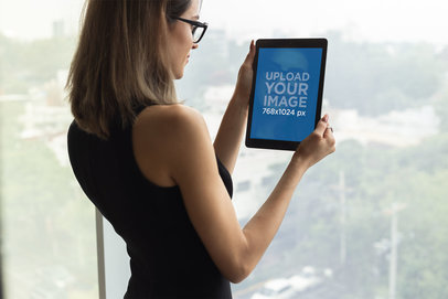Mockup of an Executive Businesswoman Using an iPad 22814