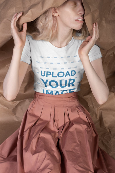 Tshirt Mockup of a Woman on Brown Paper
