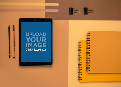 iPad Mockup of a Minimalist Desk Set Up 22808