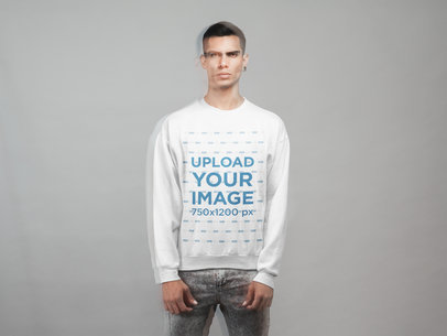 Sweatshirt Mockup Featuring a Man with a Ghost Effect