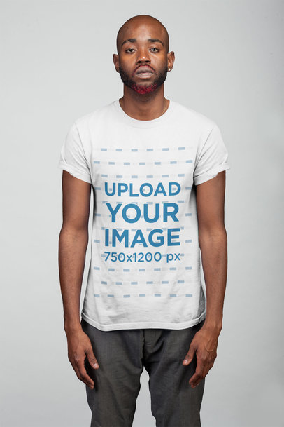 T-Shirt Front View Mockup of a Man with a Red Dyed Beard