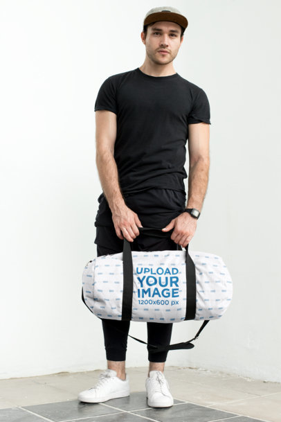 Mockup of a Gym Bag Modeled by a Handsome Man 23057