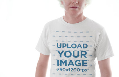 Cropped Face Mockup of a Man Wearing a Tshirt Against a Shining Background