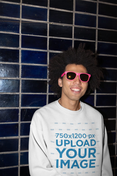 Sweatshirt Mockup of a Smiling Handsome Man