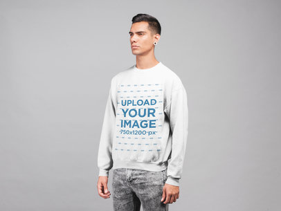 Plain Shot Mockup of a Man Wearing a Sweatshirt