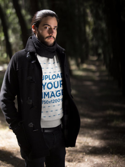 Sweatshirt Mockup of a Man out in the Woods