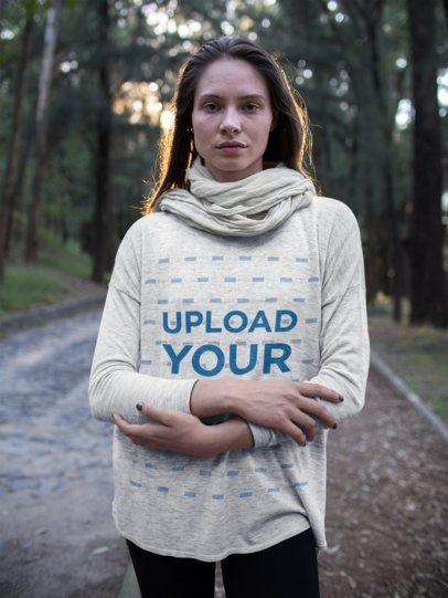 Sweatshirt Mockup of a Woman in the Woods