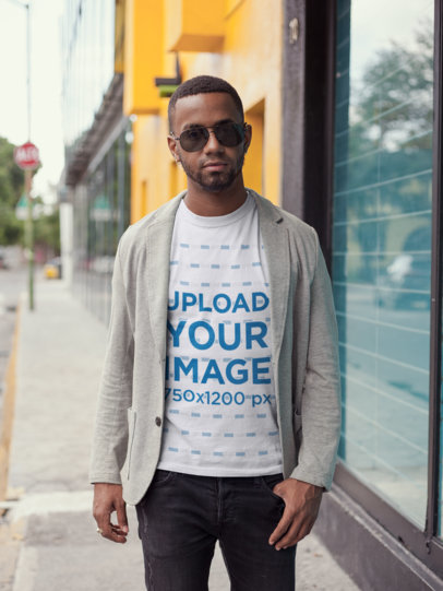 T-Shirt Mockup of a Fashionable Man
