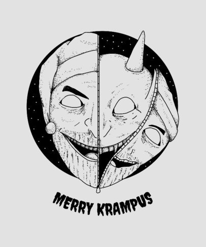 Krampus Legend Doodle Christmas T-Shirt Design Template