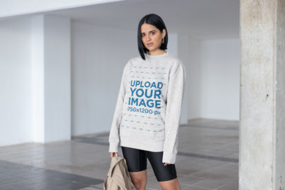 Mockup of a Trendy Woman Wearing a Comfy Sweatshirt