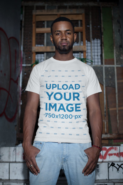T-Shirt Mockup of a Man Out at Night
