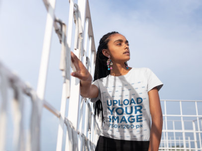 T-Shirt Mockup of a Woman With Beautiful Locks