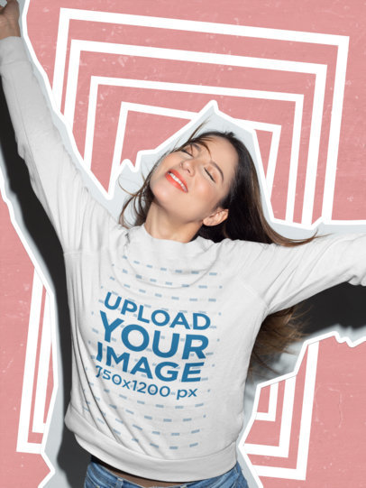 Framed Mockup of a Happy  Woman Wearing a Sweatshirt 18655