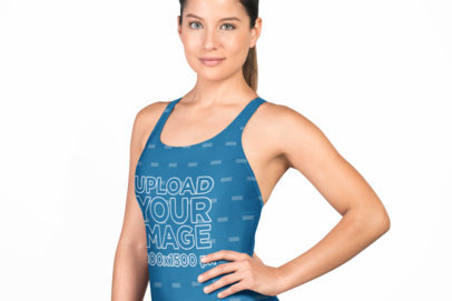 Mockup of a Smiling Woman in Swimsuit