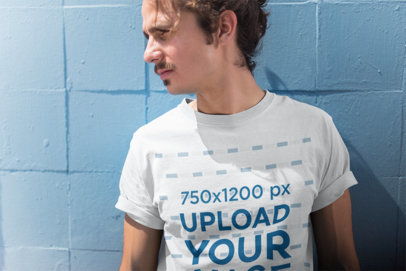 Profile Shot Mockup of a Man with an Intense Look Wearing a Tee