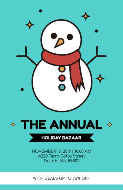 Xmas Bazaar Flyer Template with Snowman Graphics 